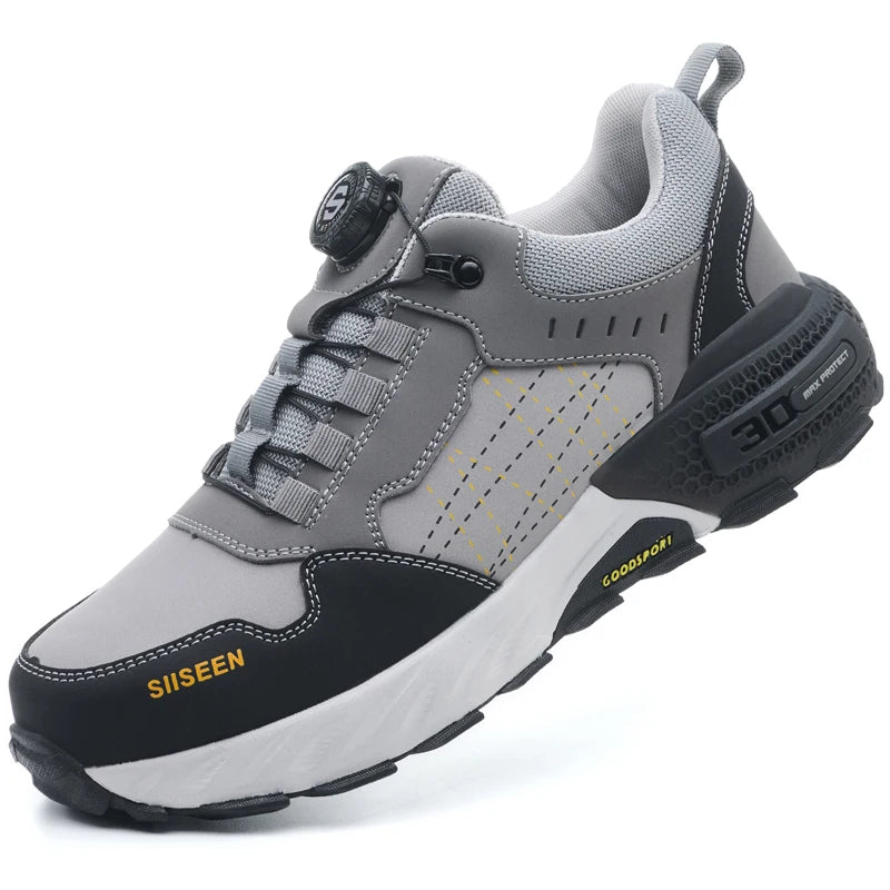 high-quality Work Safety Shoes for men Rotating button Work Sneakers Anti-smash Anti puncture Indestructible shoes Work Boots - Shopfly.co.uk