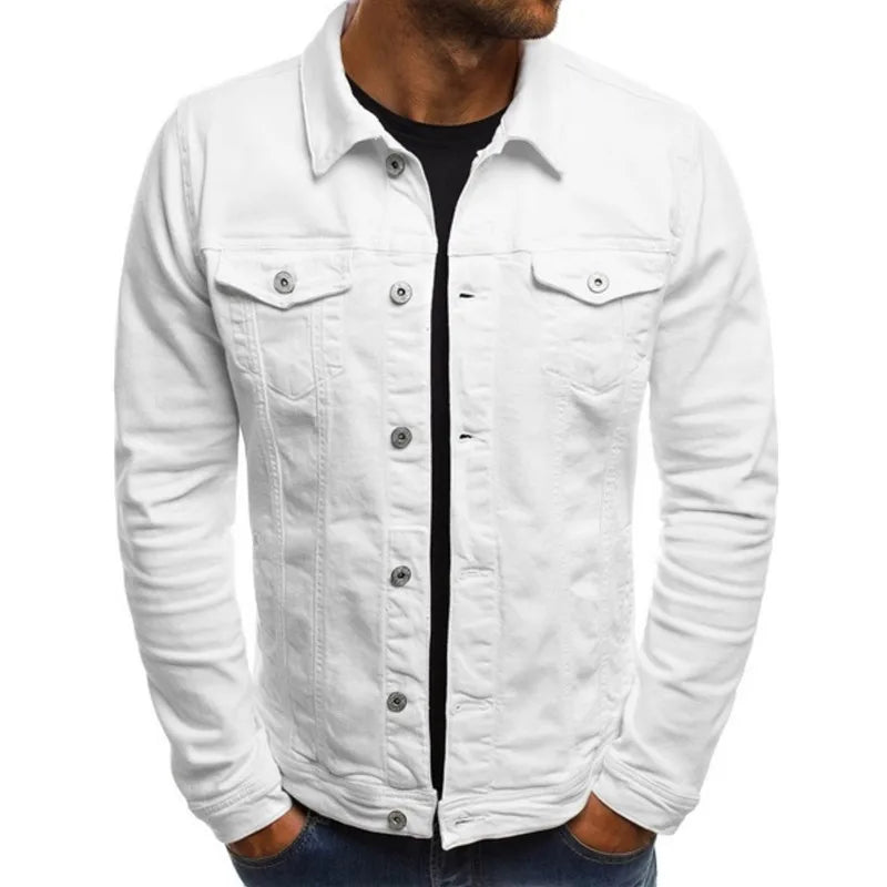 Mens Denim Jacket Solid Fashion Male Jeans Jackets Slim Fit Casual Streetwear Vintage Men Jean Outwear Clothing M-4Xl