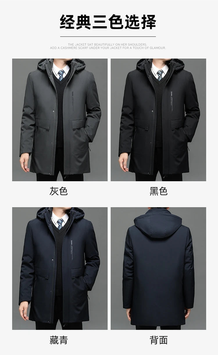 Business Men Thick Winter Big Hood Collar Warm Parka Waterproof Windproof NEW -40 Degrees Top Quality White Duck Down Jacket Men - Shopfly.co.uk