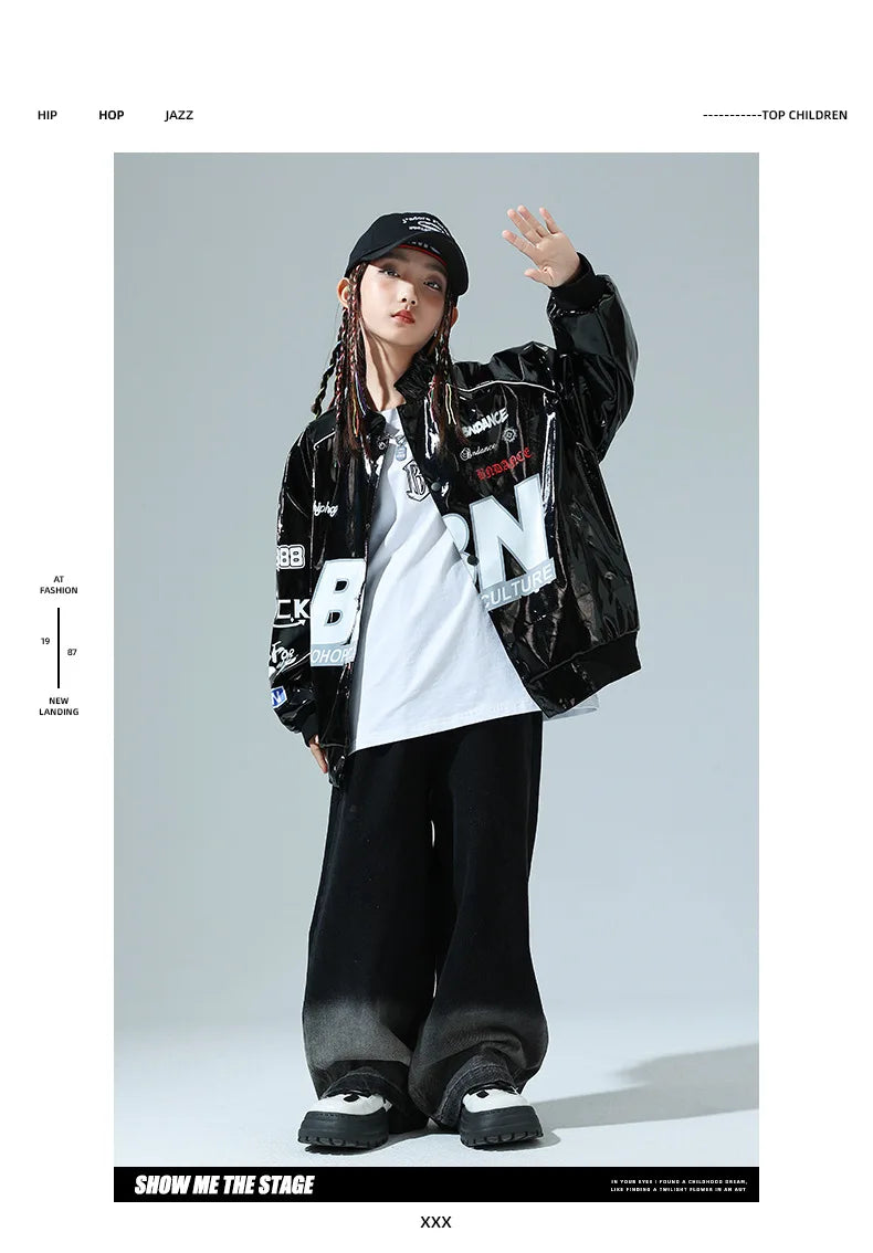 Boys Hip Hop Pullover Street Dance Cargo Pants Girls High Collar Sweatshirt Outfits Kids Jazz Sport Clothes Set Child Streetwear - Shopfly.co.uk