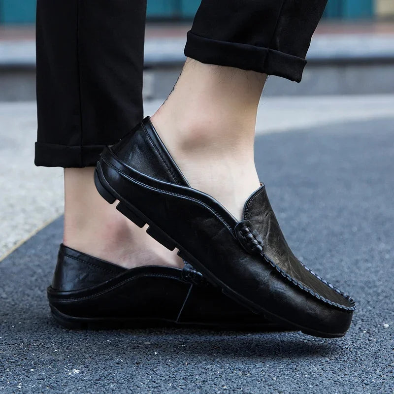 Men Shoes Casual Genuine Leather Mens Loafers Moccasins Designer Slip on Boat Shoes High Quality Chaussure Homme Plus Size 37-47 - Shopfly.co.uk