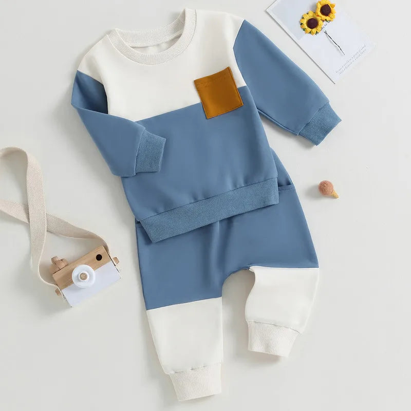 RUEWEY Baby Boy Contrast Color Pant Sets Spring Autumn Clothes Long Sleeve Sweatshirt Tops and Bottom Sets Baby Items Clothing - Shopfly.co.uk