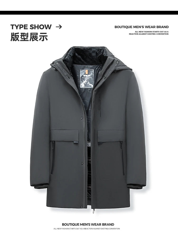 Business Men Thick Winter Big Hood Collar Warm Parka Waterproof Windproof NEW -40 Degrees Top Quality White Duck Down Jacket Men - Shopfly.co.uk