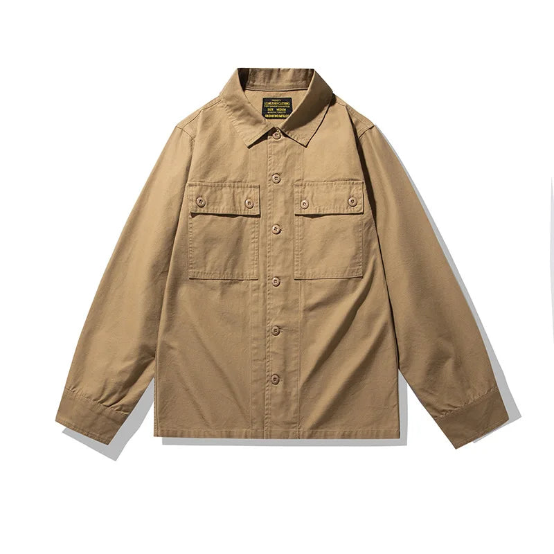 2025 Spring Men's Tiger Stripe Camo Camouflage Cargo Shirt Fashion Work Engineer Long Sleeved Shirt Jacket With Double Pockets - Shopfly.co.uk
