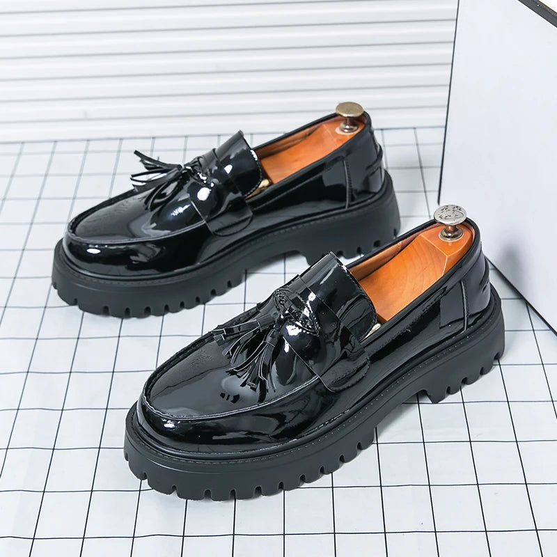 Casual Shoes Mens Comfortable Driving Loafers Light Moccasins Men Fashion Sequins Bling Party Wedding Black Dress Flats Tassel - Shopfly.co.uk