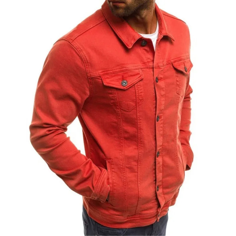 Mens Denim Jacket Solid Fashion Male Jeans Jackets Slim Fit Casual Streetwear Vintage Men Jean Outwear Clothing M-4Xl