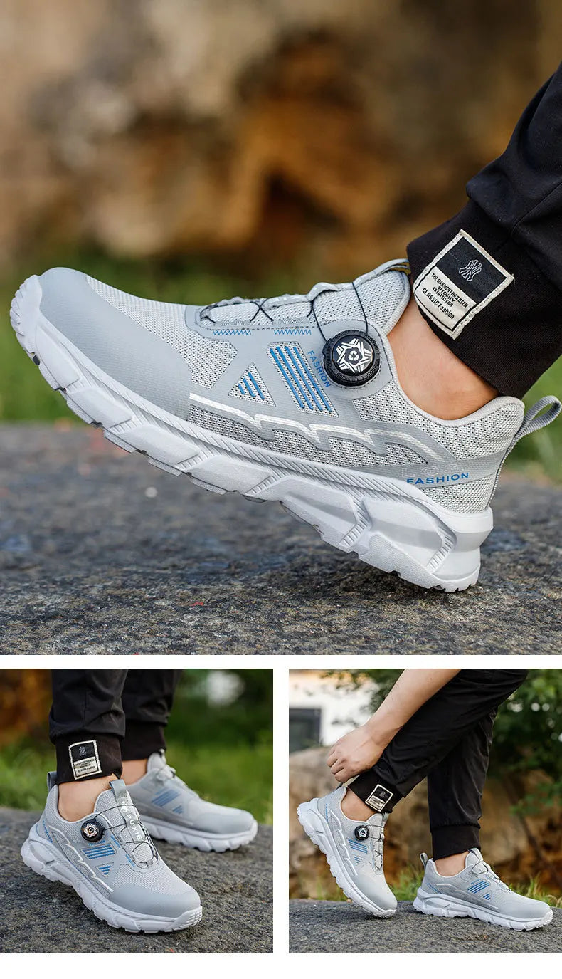 Rotating Button Men Shoes Security Sneakers Steel Toe Shoes Puncture-Proof work Shoes Anti-smash Sport Safety Shoes Protective - Shopfly.co.uk