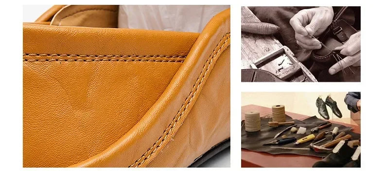 Men Shoes Casual Genuine Leather Mens Loafers Moccasins Designer Slip on Boat Shoes High Quality Chaussure Homme Plus Size 37-47 - Shopfly.co.uk