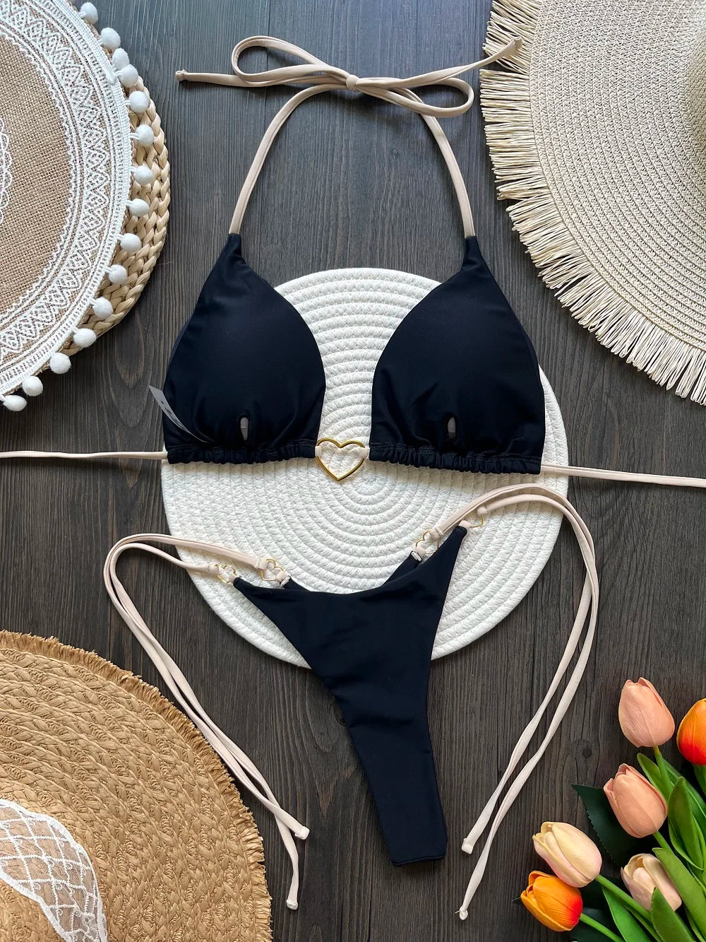 RUOTONSEPT Sexy Halter Solid color Bikini Set Women's Swimsuit Two-piece Triangle Thong Swimwear Bathing Suit Brazilian Biquinis - Shopfly.co.uk