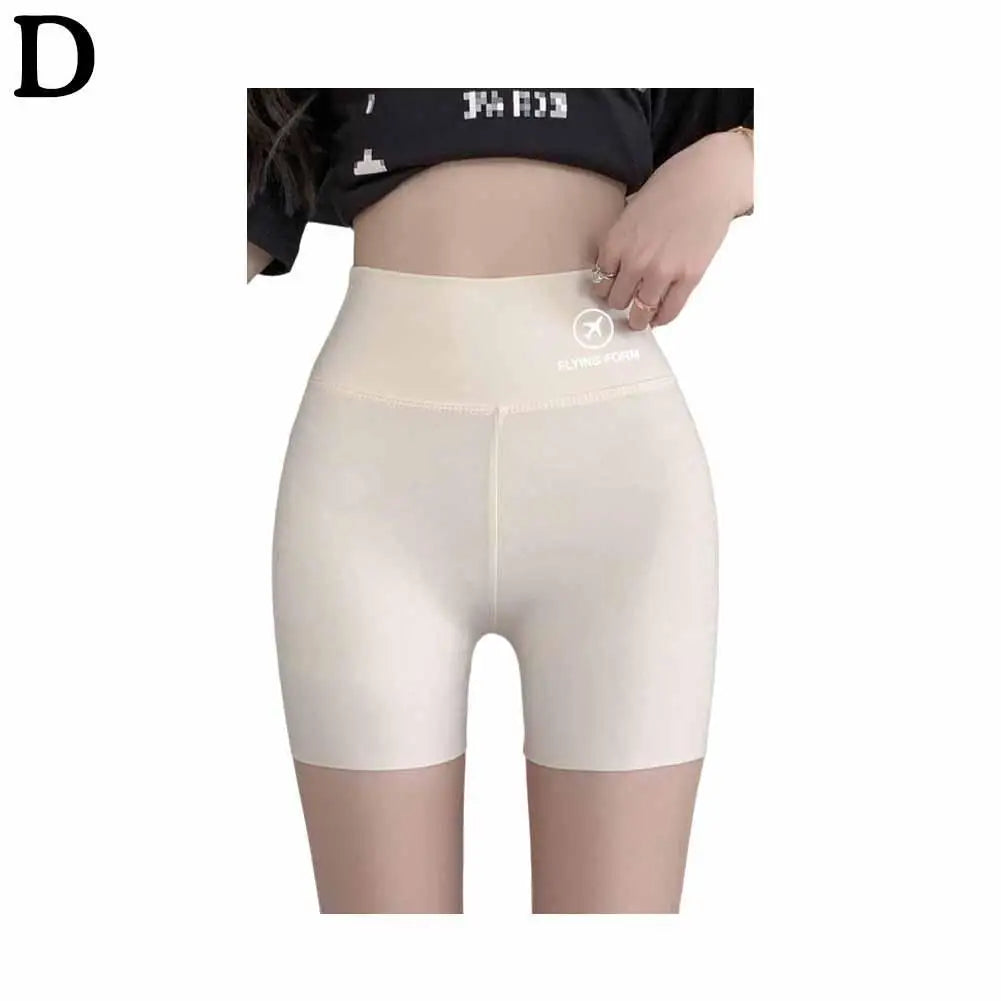 1pcs Women's Leggings Belly Tightening And Hip Lifting Pants Anti Glare Yoga Ice Silk Seamless Shorts Safety Shorts 3/4 Pants - Shopfly.co.uk