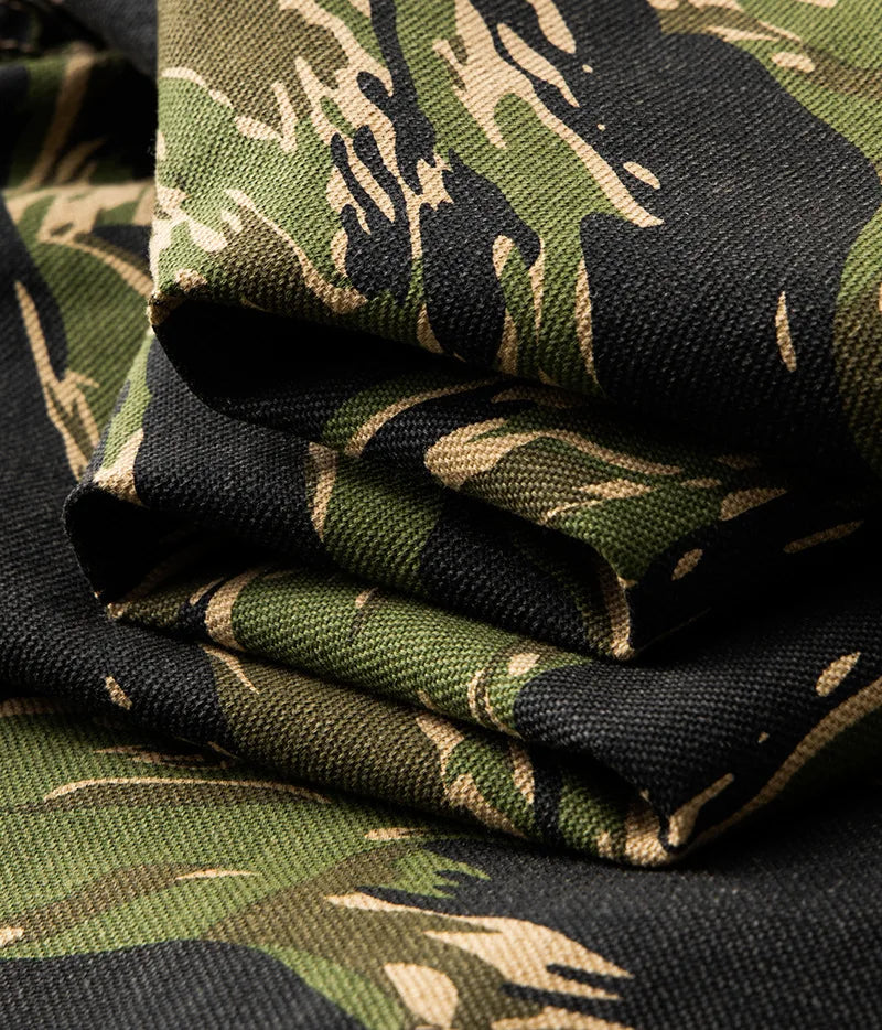2025 Spring Men's Tiger Stripe Camo Camouflage Cargo Shirt Fashion Work Engineer Long Sleeved Shirt Jacket With Double Pockets - Shopfly.co.uk
