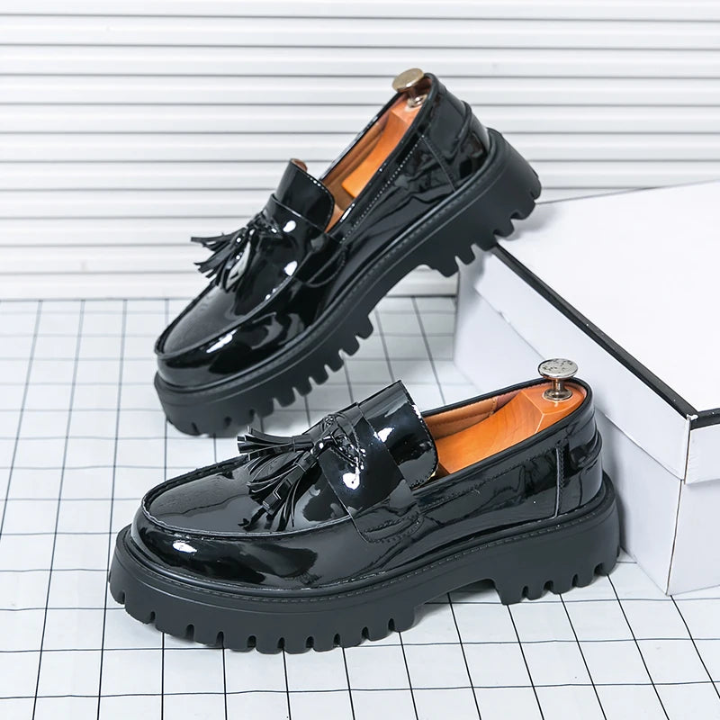 Casual Shoes Mens Comfortable Driving Loafers Light Moccasins Men Fashion Sequins Bling Party Wedding Black Dress Flats Tassel - Shopfly.co.uk