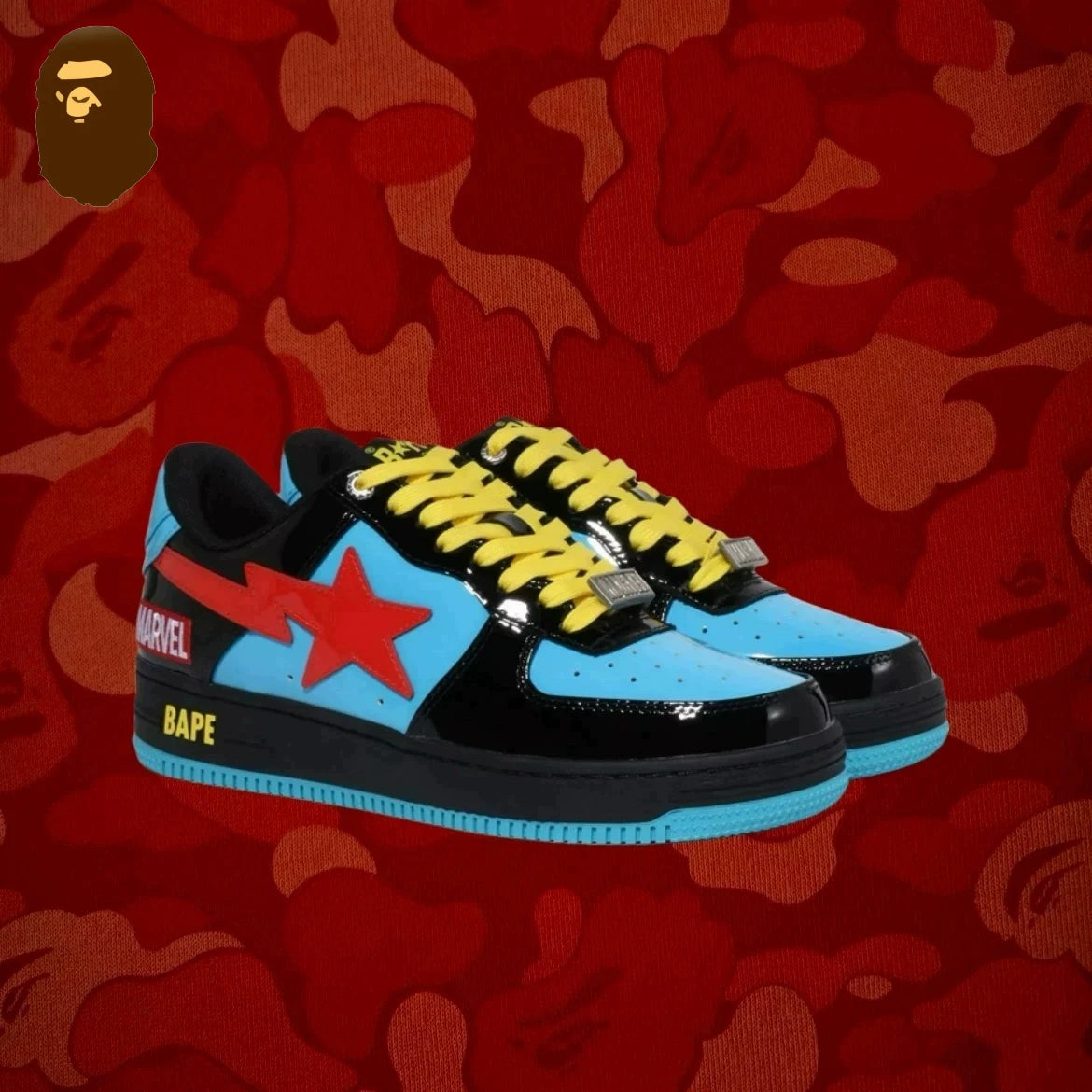 A BATHING APE Bape Sta X Marvel Hero Collection Co Branded Niche Street Vibe Fashion Casual Board Shoes Trend Shoes - Shopfly.co.uk