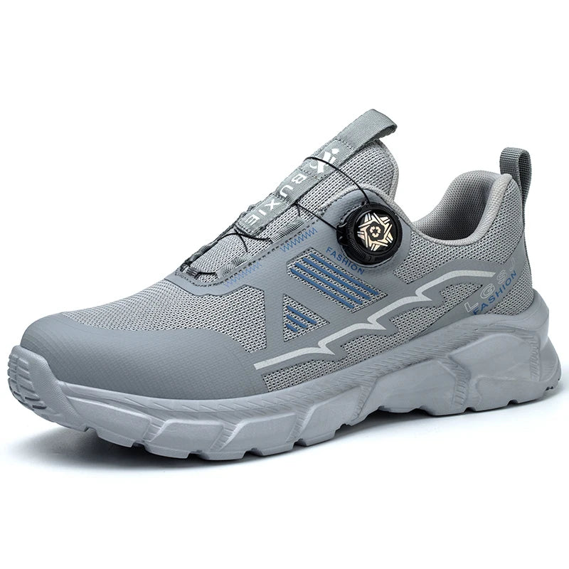 Lightweight Breathable Rotary Buckle Work Sneakers Protective Shoes Safety Industrial Puncture-Proof Anti-smash Steel Toe Shoes - Shopfly.co.uk
