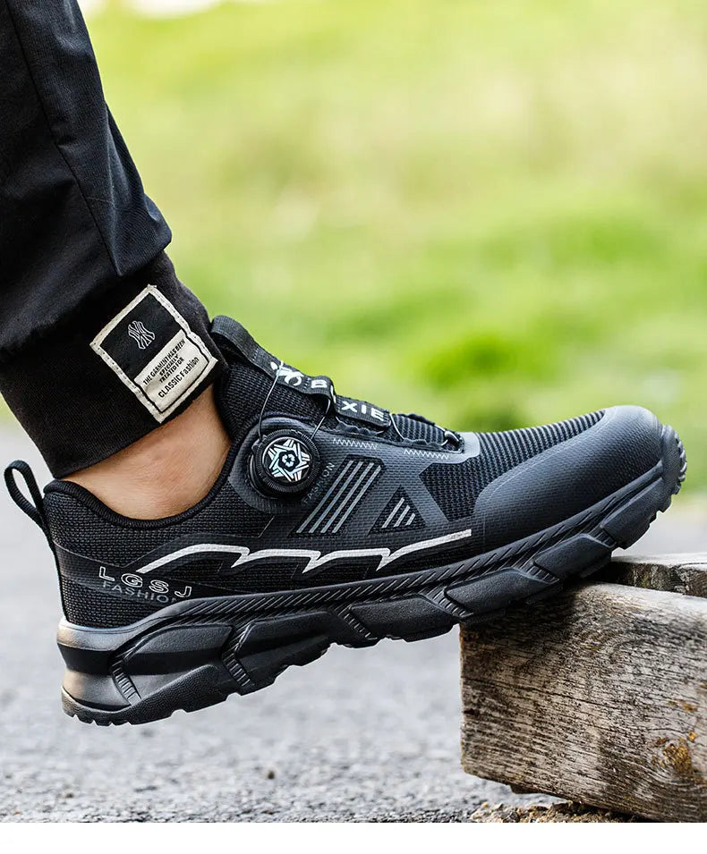 Rotating Button Men Shoes Security Sneakers Steel Toe Shoes Puncture-Proof work Shoes Anti-smash Sport Safety Shoes Protective - Shopfly.co.uk