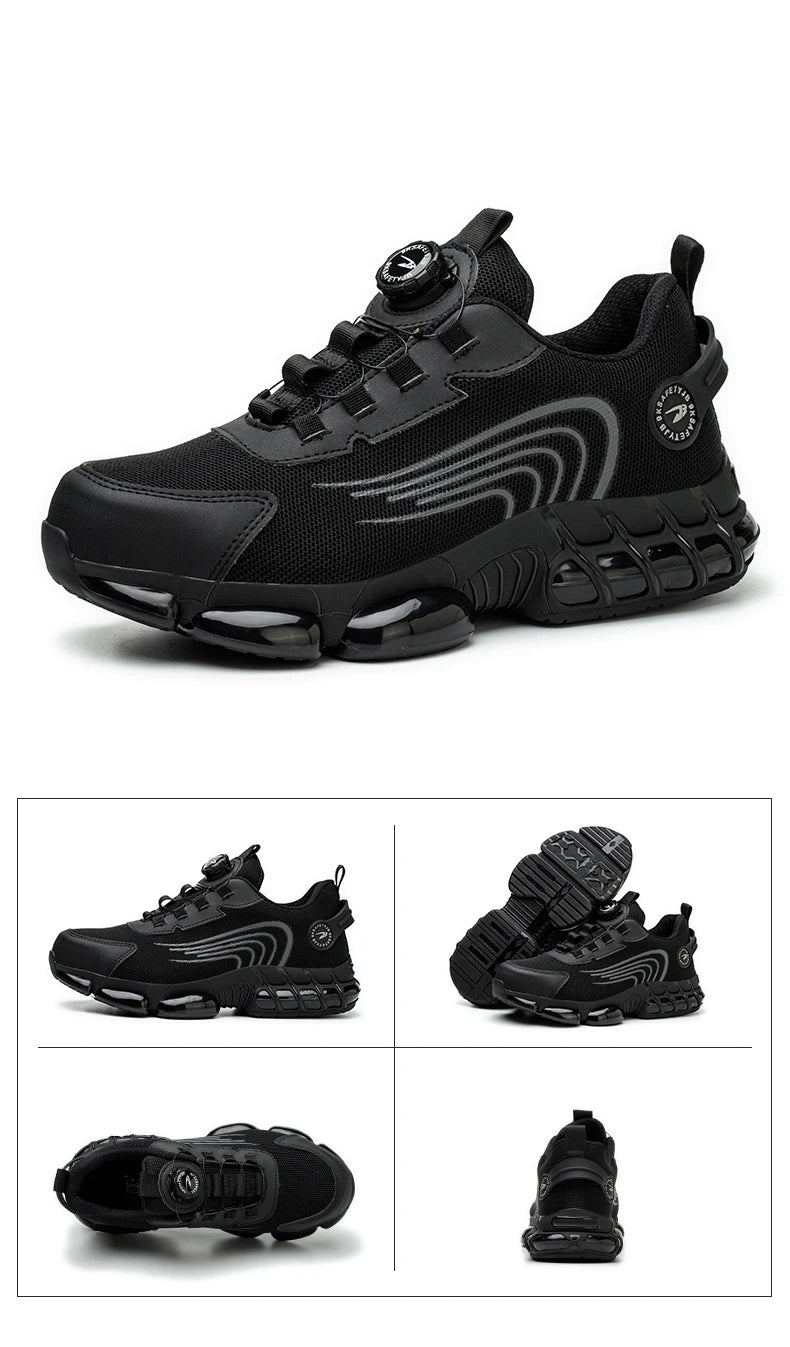 Rotating Button Safety Shoes Men Work Sneakers Indestructible Shoes Puncture-Proof Protective Shoes Work Boots Steel Toe Shoes - Shopfly.co.uk