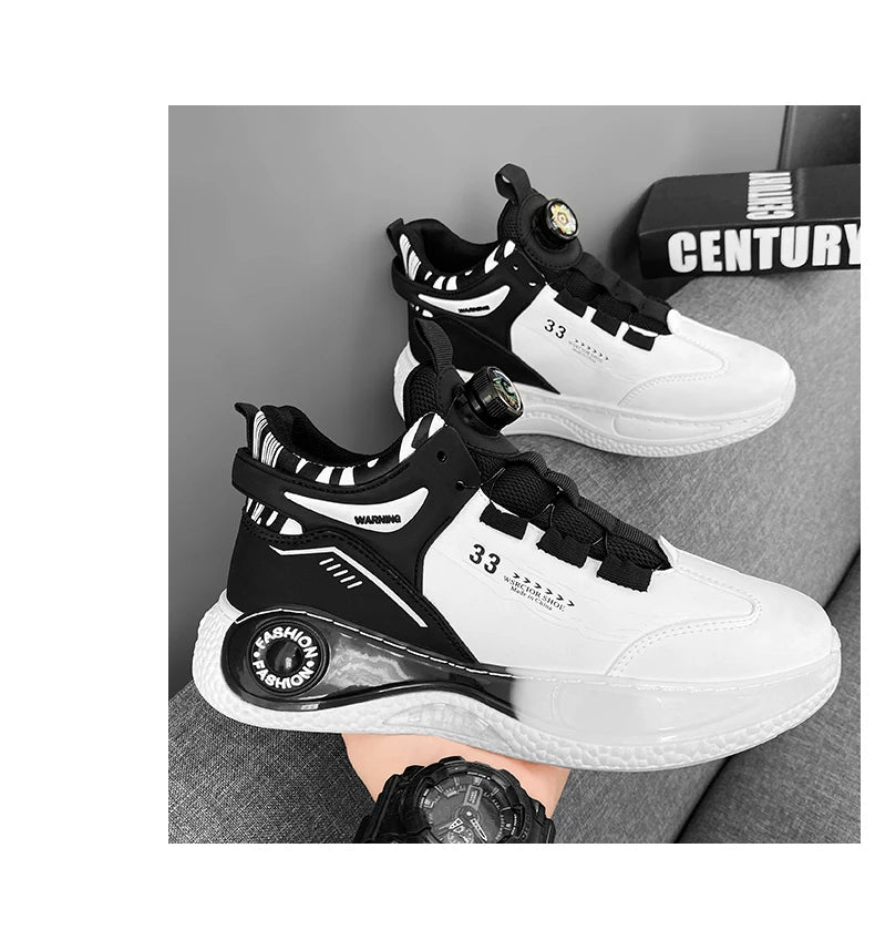 Mens Sneakers with Rotating Buckle Comfy Non Slip Lace up Durable Shoes for Mens Outdoor Activities - Shopfly.co.uk