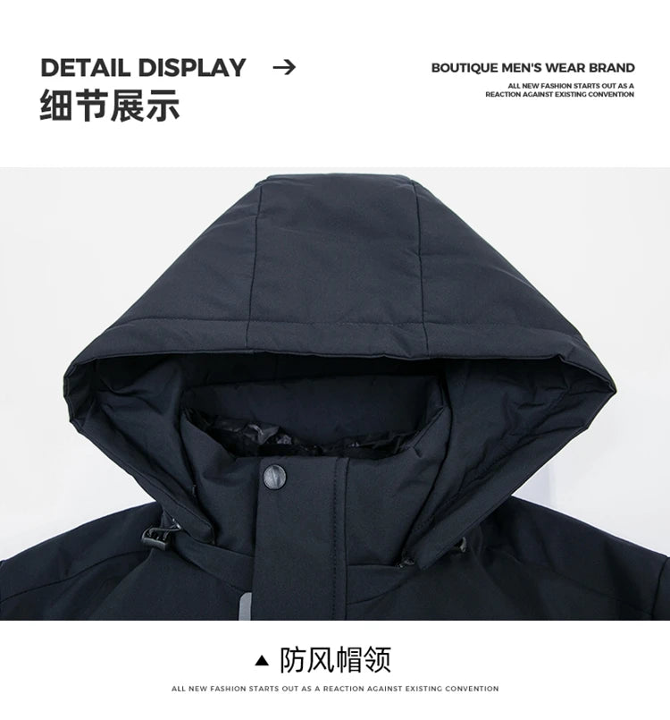 Business Men Thick Winter Big Hood Collar Warm Parka Waterproof Windproof NEW -40 Degrees Top Quality White Duck Down Jacket Men - Shopfly.co.uk