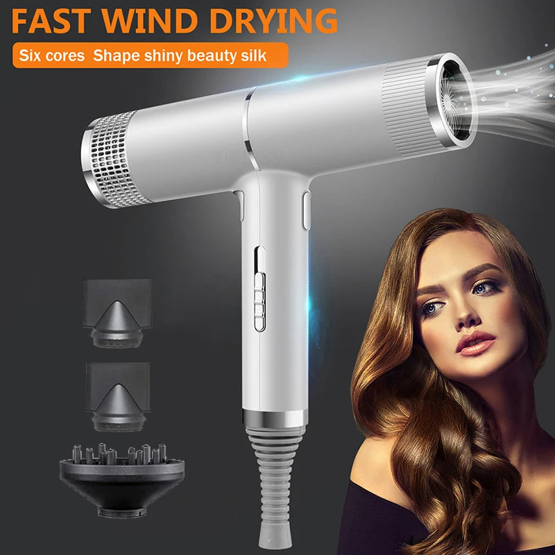Low noise cold and hot negative ion hair dryer Intelligent temperature adjustable quick drying leafless hair dryer - Shopfly.co.uk
