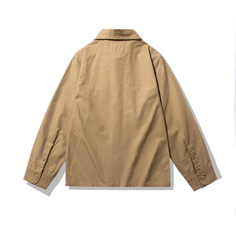 2025 Spring Men's Tiger Stripe Camo Camouflage Cargo Shirt Fashion Work Engineer Long Sleeved Shirt Jacket With Double Pockets - Shopfly.co.uk