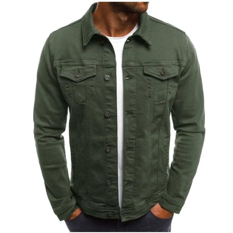 Mens Denim Jacket Solid Fashion Male Jeans Jackets Slim Fit Casual Streetwear Vintage Men Jean Outwear Clothing M-4Xl