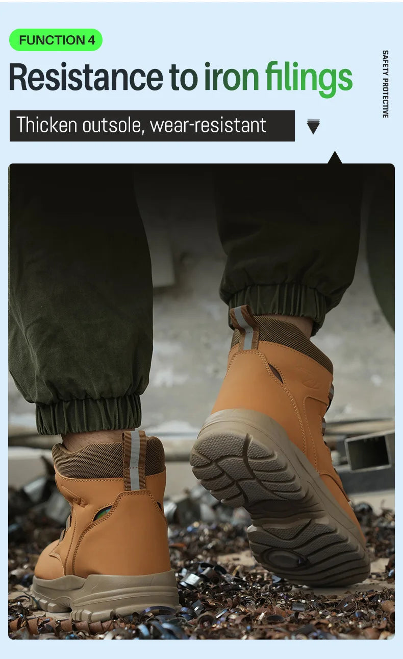 Waterproof Safety Boots Men Indestructible Steel Toe Work Boots Anti-smash Stab-resistant Safety Shoes Biker Botas Para Hombre - Shopfly.co.uk