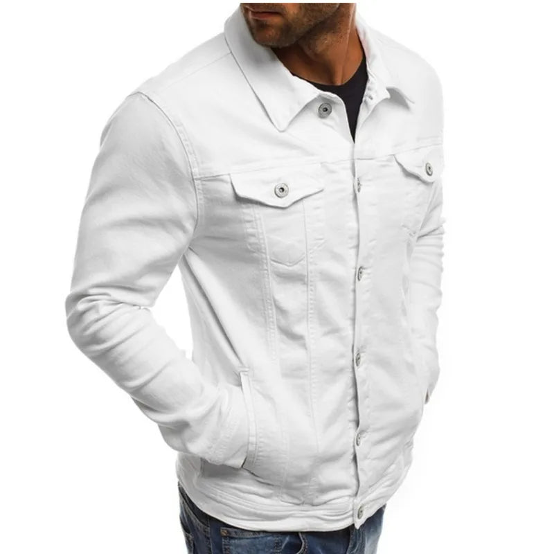 Mens Denim Jacket Solid Fashion Male Jeans Jackets Slim Fit Casual Streetwear Vintage Men Jean Outwear Clothing M-4Xl