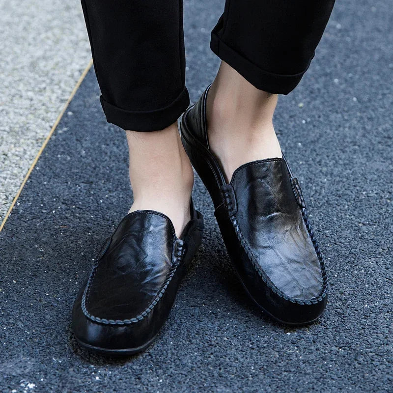 Men Shoes Casual Genuine Leather Mens Loafers Moccasins Designer Slip on Boat Shoes High Quality Chaussure Homme Plus Size 37-47 - Shopfly.co.uk