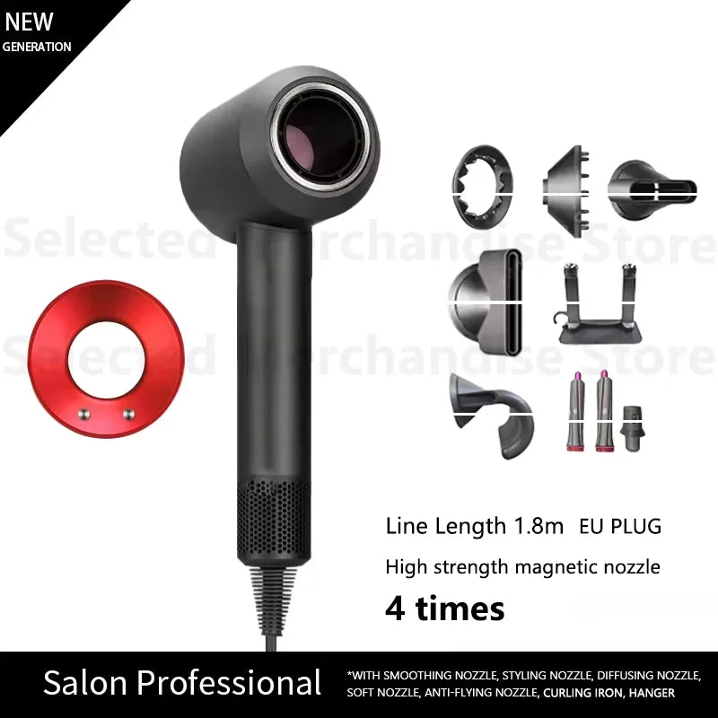 2025 New Professional Leafless Constant Temperature Negative Ion Attachment 5 Powerful Home Travel Portable Electric Hair Dryer - Shopfly.co.uk