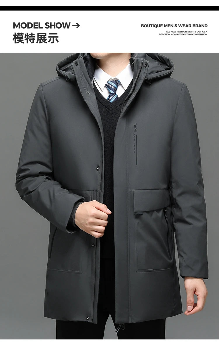 Business Men Thick Winter Big Hood Collar Warm Parka Waterproof Windproof NEW -40 Degrees Top Quality White Duck Down Jacket Men - Shopfly.co.uk