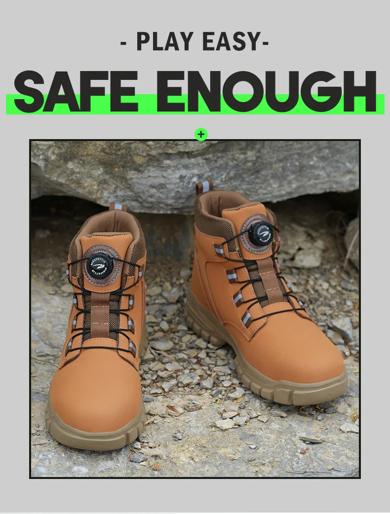 Waterproof Safety Boots Men Indestructible Steel Toe Work Boots Anti-smash Stab-resistant Safety Shoes Biker Botas Para Hombre - Shopfly.co.uk