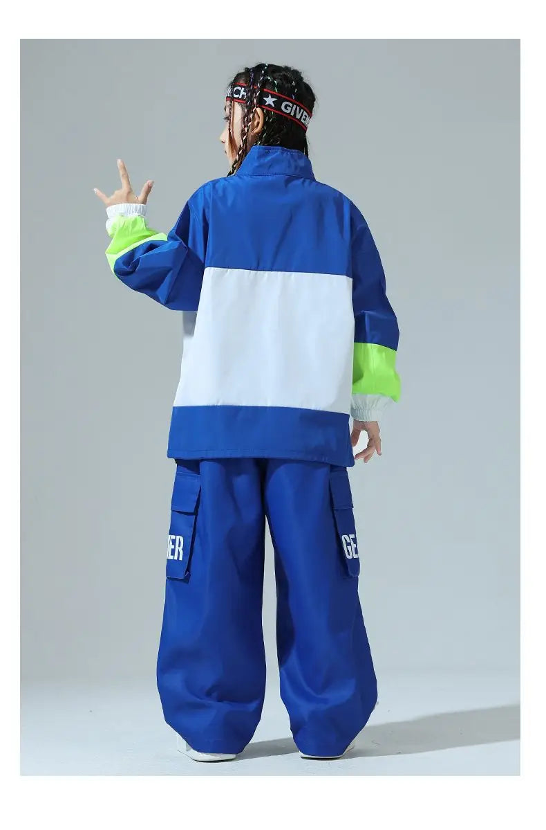 Boys Hip Hop Pullover Street Dance Cargo Pants Girls High Collar Sweatshirt Outfits Kids Jazz Sport Clothes Set Child Streetwear - Shopfly.co.uk