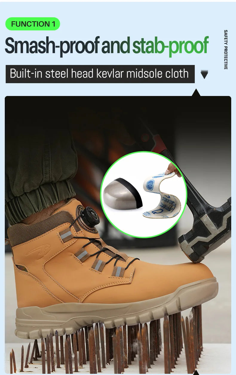 Waterproof Safety Boots Men Indestructible Steel Toe Work Boots Anti-smash Stab-resistant Safety Shoes Biker Botas Para Hombre - Shopfly.co.uk