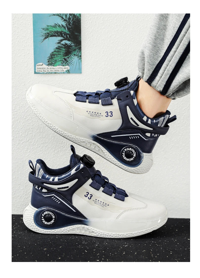 Mens Sneakers with Rotating Buckle Comfy Non Slip Lace up Durable Shoes for Mens Outdoor Activities - Shopfly.co.uk