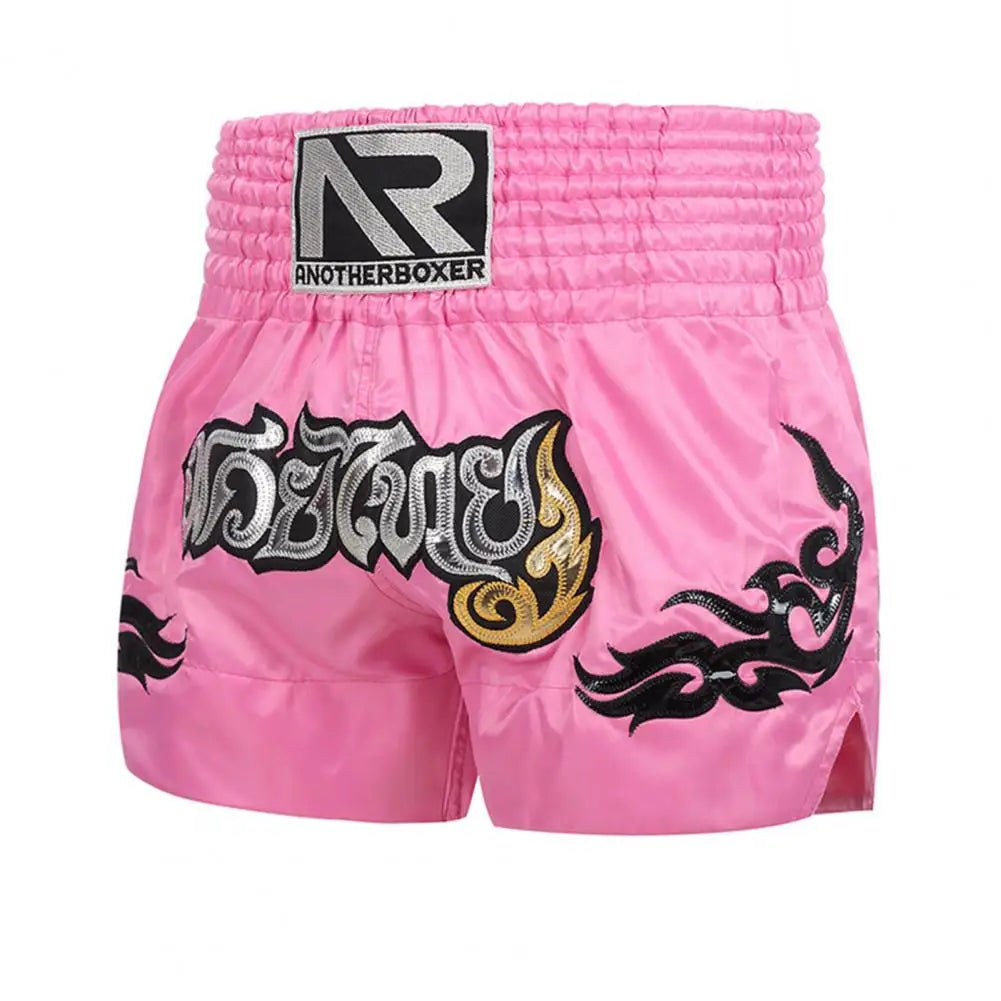 Sports Boxing Shorts Women Men High Elasticity Breathable Muay Thai Cord Design Trunks Kickboxing Shorts - Shopfly.co.uk