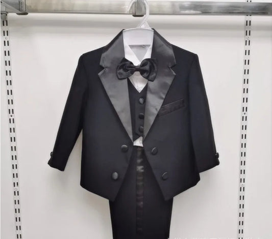 Classic Double Breasted Little Boy Formal Suit/Baby Boy Clothes/Gentleman Bowtie Baby Boys 5-piece Suit Set 3318 - Shopfly.co.uk