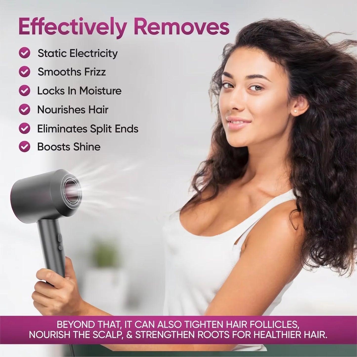 2025 New Professional Leafless Constant Temperature Negative Ion Attachment 5 Powerful Home Travel Portable Electric Hair Dryer - Shopfly.co.uk