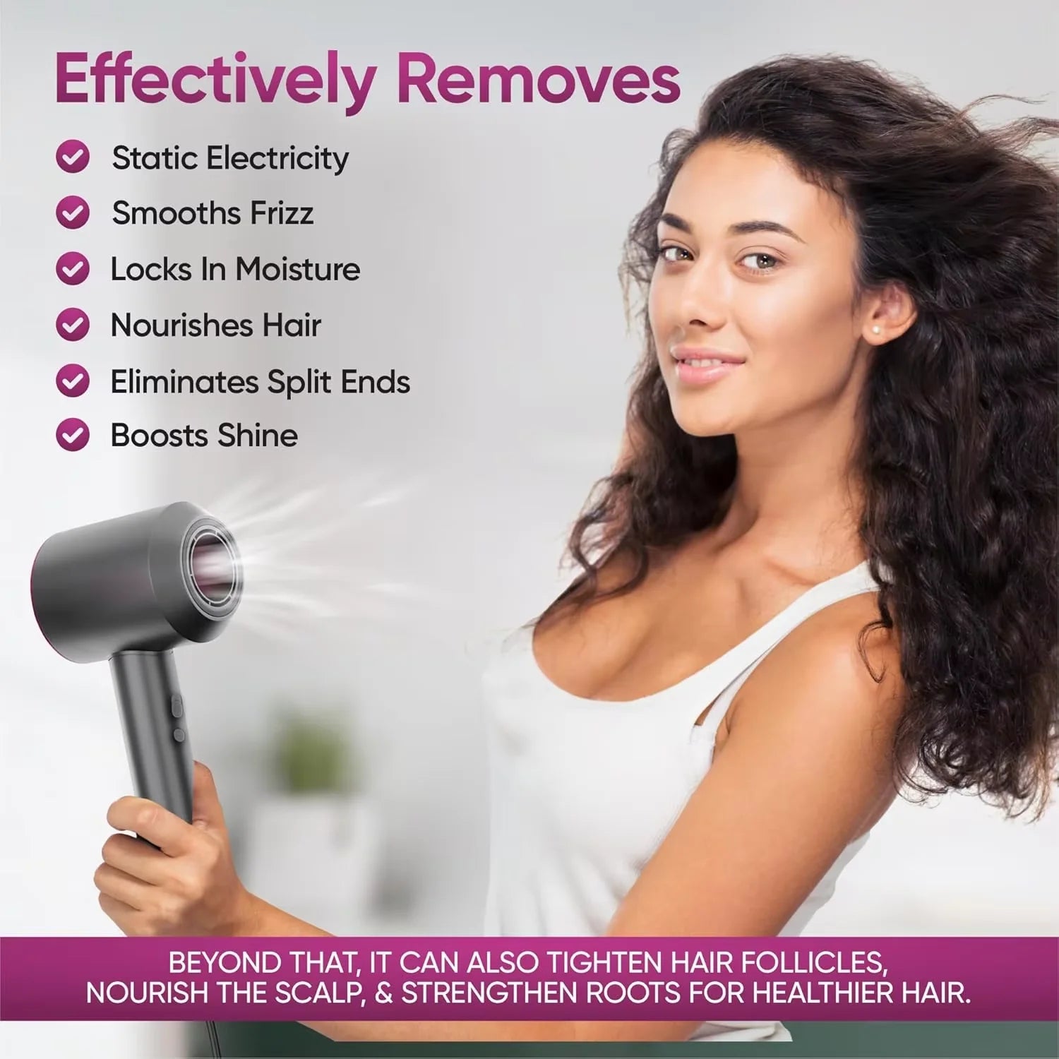2025 New Professional Leafless Constant Temperature Negative Ion Attachment 5 Powerful Home Travel Portable Electric Hair Dryer - Shopfly.co.uk