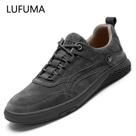 Men Shoes fashion Genuine Leather Casual Shoes Breathable Autumn lace up comfortable Loafers Outdoor Oxfords Men Sneakers shoes - Shopfly.co.uk