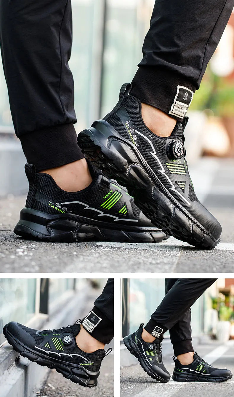 Rotating Button Men Shoes Security Sneakers Steel Toe Shoes Puncture-Proof work Shoes Anti-smash Sport Safety Shoes Protective - Shopfly.co.uk