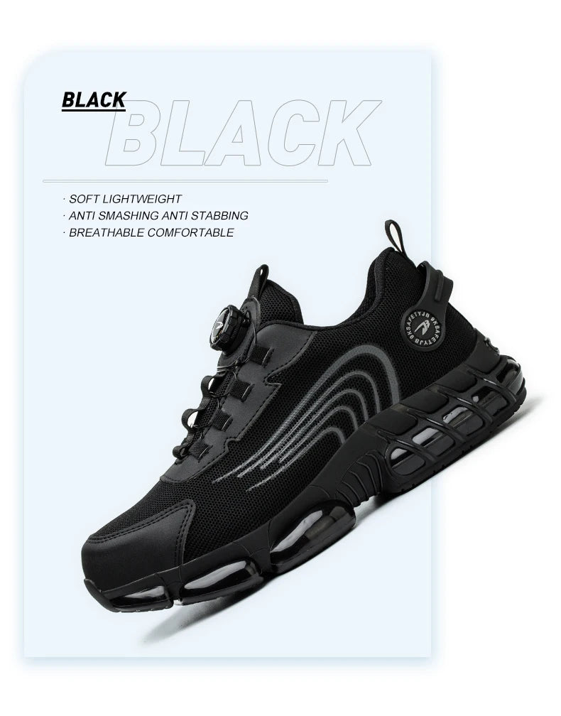 Rotating Button Safety Shoes Men Work Sneakers Indestructible Shoes Puncture-Proof Protective Shoes Work Boots Steel Toe Shoes - Shopfly.co.uk