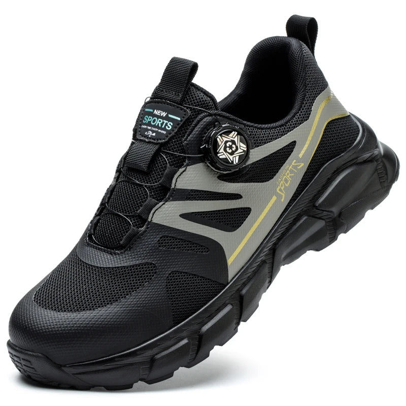 Rotating Button Men Shoes Security Sneakers Steel Toe Shoes Puncture-Proof work Shoes Anti-smash Sport Safety Shoes Protective - Shopfly.co.uk
