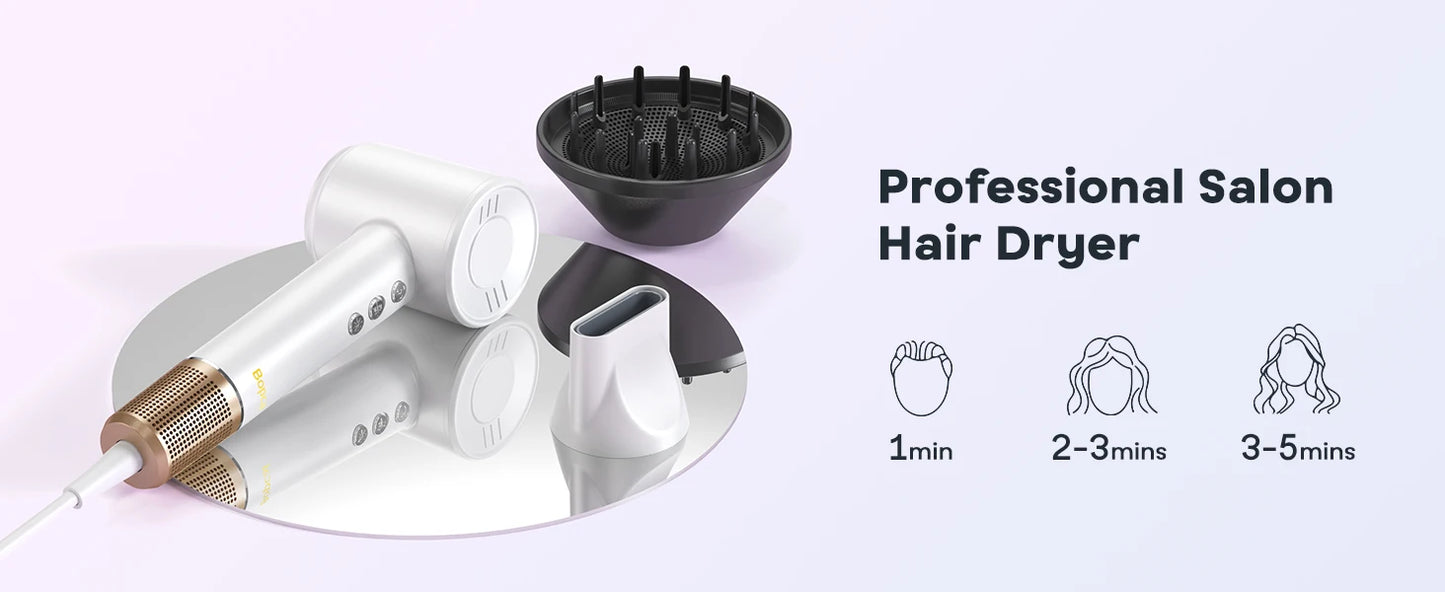 Professional High Speed Electric Hair Dryer 120000RPM Negative Ions Blow Dryer Super Powerful Wind Lownoise Salon HairDryer - Shopfly.co.uk