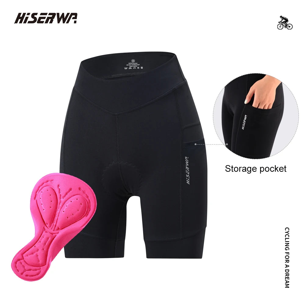 HISERWA Women Cycling Shorts High Quality MTB Bike Shorts 6 Hours Riding Shockproof Pad Breathable Lycra Sports Bicycle Tights - Shopfly.co.uk