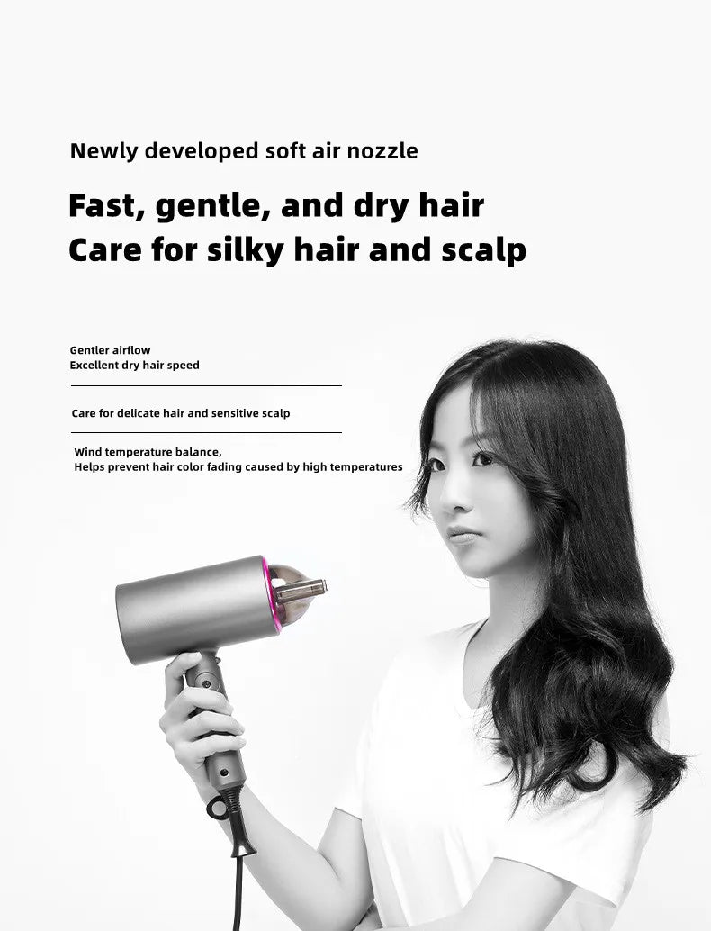 Popular Foldable Hair Dryer 1800W Blue Light Negative Ion Super Silent US/EU/UK/Plug 110V/220V Home Barber Recommended - Shopfly.co.uk