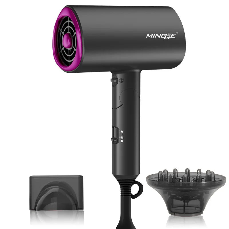 Popular Foldable Hair Dryer 1800W Blue Light Negative Ion Super Silent US/EU/UK/Plug 110V/220V Home Barber Recommended - Shopfly.co.uk