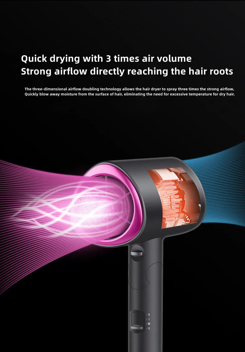 Popular Foldable Hair Dryer 1800W Blue Light Negative Ion Super Silent US/EU/UK/Plug 110V/220V Home Barber Recommended - Shopfly.co.uk