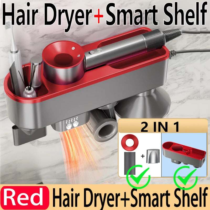For Dyson Xiaomi Hair Dryer Shelf Wall Mounted Hair Dryer Rack Change Into Automatic Hand Dryer with Storage Box hanger - Shopfly.co.uk