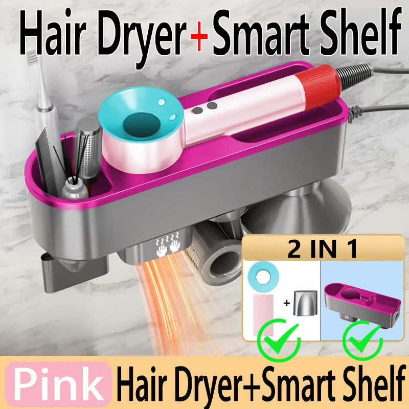 For Dyson Xiaomi Hair Dryer Shelf Wall Mounted Hair Dryer Rack Change Into Automatic Hand Dryer with Storage Box hanger - Shopfly.co.uk
