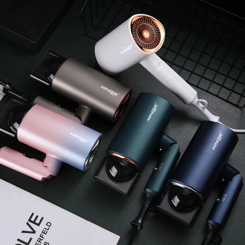 Popular Foldable Hair Dryer 1800W Blue Light Negative Ion Super Silent US/EU/UK/Plug 110V/220V Home Barber Recommended - Shopfly.co.uk
